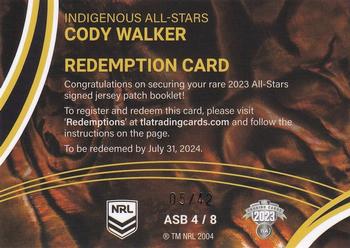 2023 NRL Traders Elite - All Stars Jersey Patch Booklet Redemptions #ASB4 Cody Walker Back